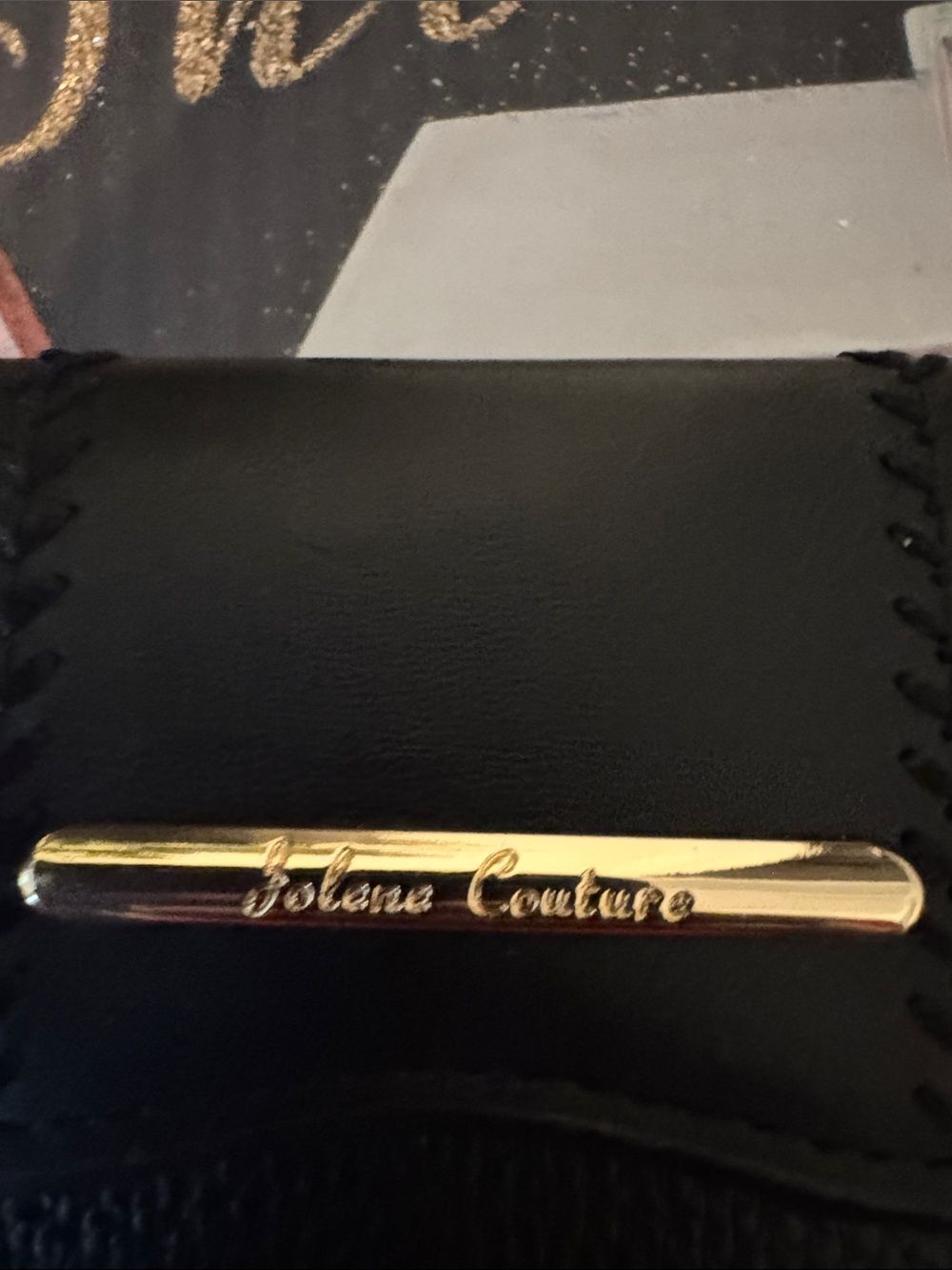 Jolene Couture Black Leather Wallet with Gold Accent